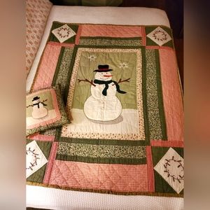 Snowman Quilt & Throw Pillow 48×59